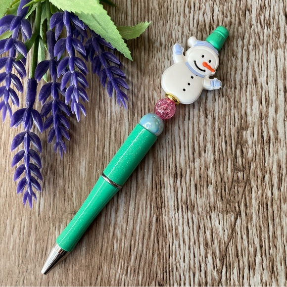 Handcrafted Christmas Pens Beaded Unique Artisan Gifts Office Accessories - Picture 9 of 9